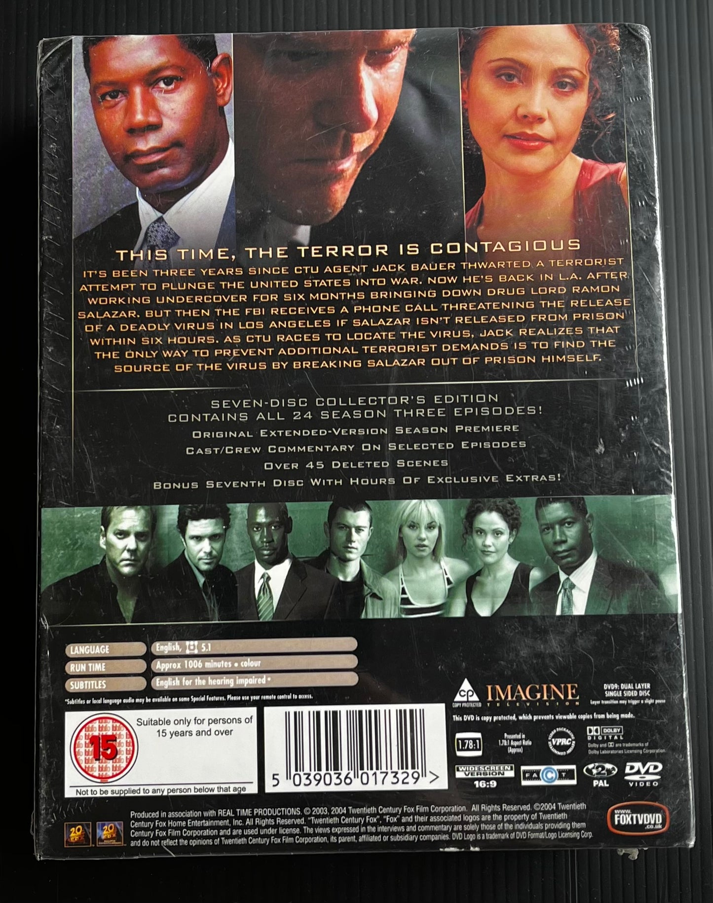 24: Season 3 DVD (2004) Kiefer Sutherland, Toynton 7 discs, Brand New