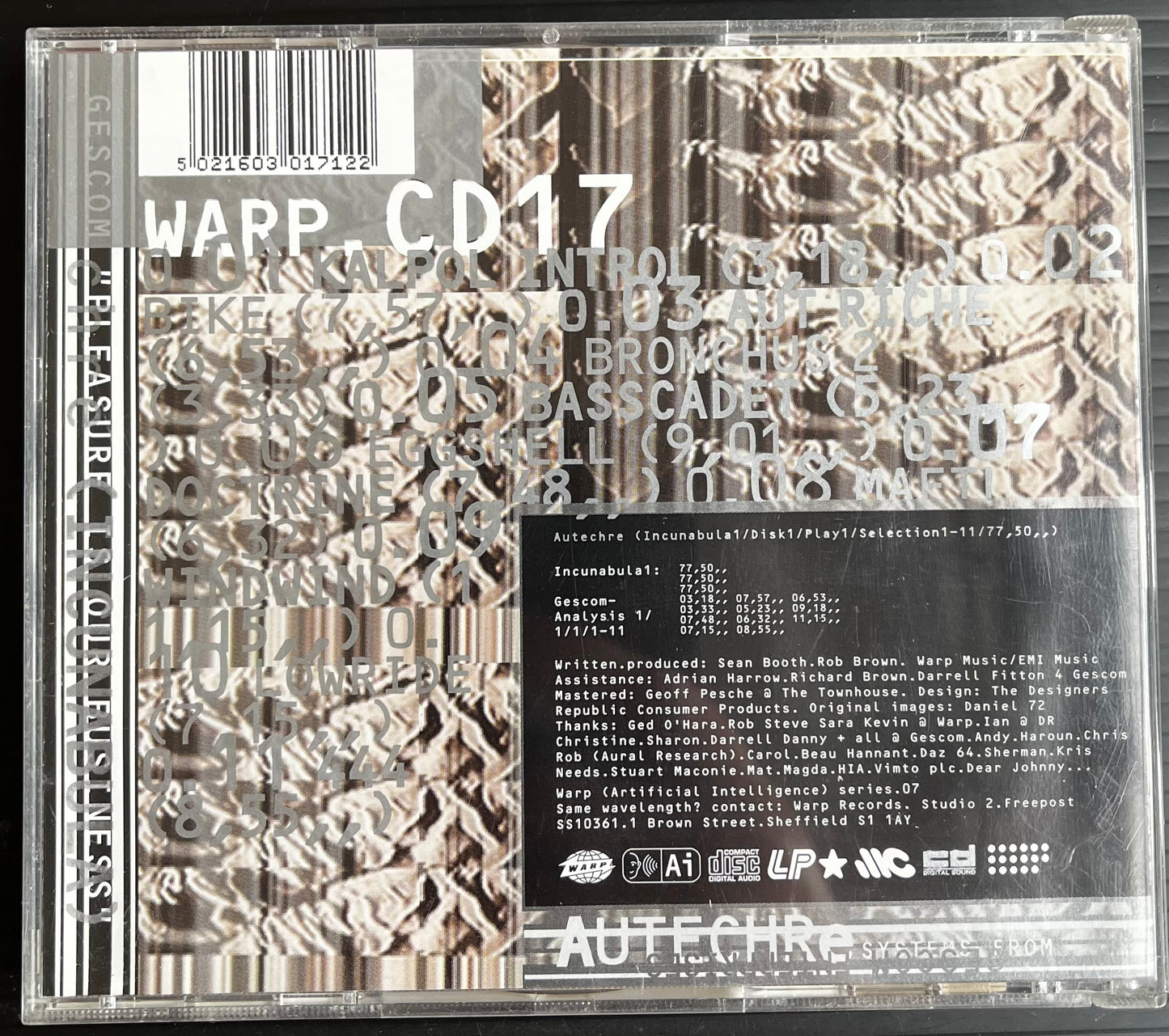 Autechre Incunabula warp CD 17 CD (2001)(B012) Used very good