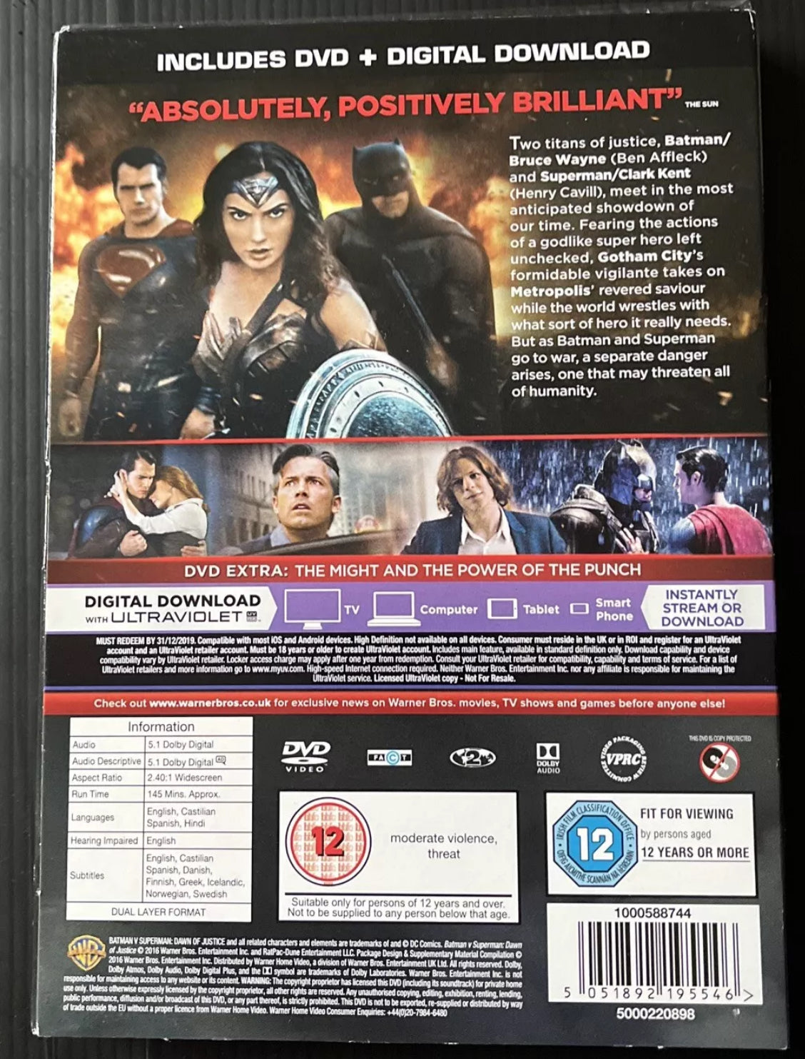 Batman V Superman - Dawn Of Justice (DVD, 2016) Brand New