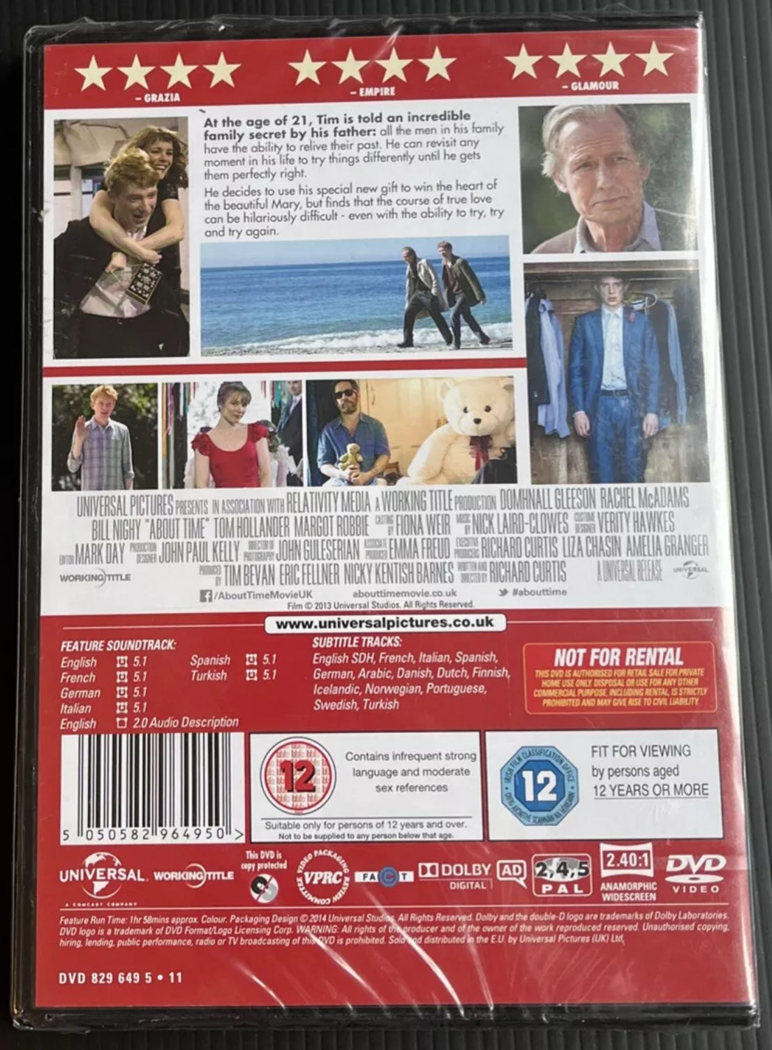 About Time [2013] (DVD) Rachel McAdams, Brand New (R78)